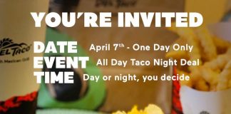 Del Taco Deal All Day Long on Tuesday, April 7th