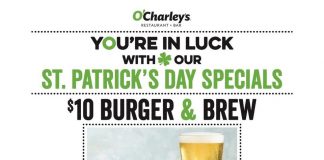 O’Charley’s Announces St. Patrick’s Day Burger & Brew Special